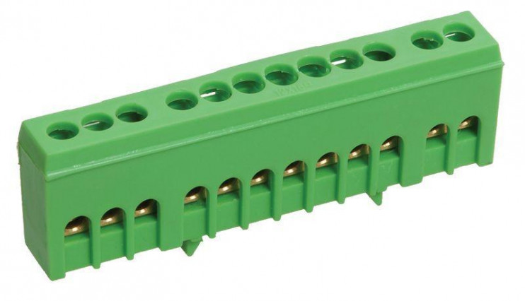 Шина PE "земля" в корп. изол. на DIN-рейку ШНИ-6х9-12-К-З IEK YNN10-69-12KD-K06
