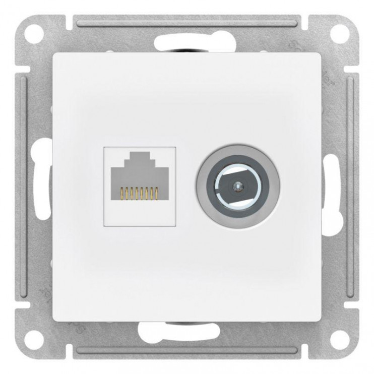 Розетка компьютерная + телевизионная 2-м AtlasDesign RJ45 кат.5E лотос SE ATN001389