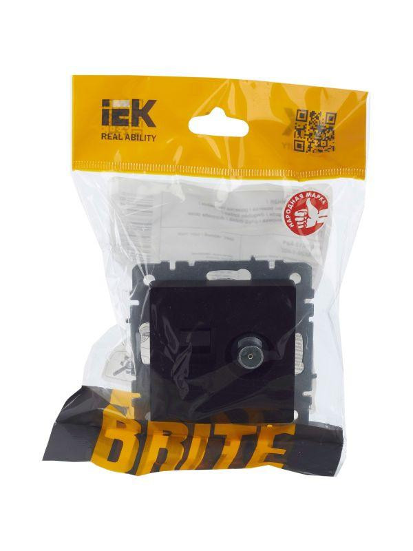 Розетка компьютерная + телевизионная 2-м Brite РТВ/РК12-БрЧ RJ45 кат.5E + TV механизм черн. IEK BR-AK20-1-K02