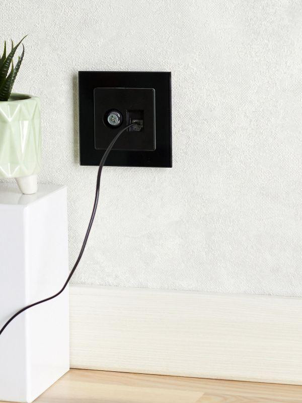 Розетка компьютерная + телевизионная 2-м Brite РТВ/РК12-БрЧ RJ45 кат.5E + TV механизм черн. IEK BR-AK20-1-K02