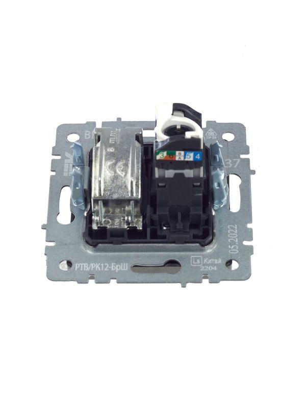 Розетка компьютерная + телевизионная 2-м Brite РТВ/РК12-БрШ RJ45 кат.5E + TV механизм шампань IEK BR-AK20-1-K37