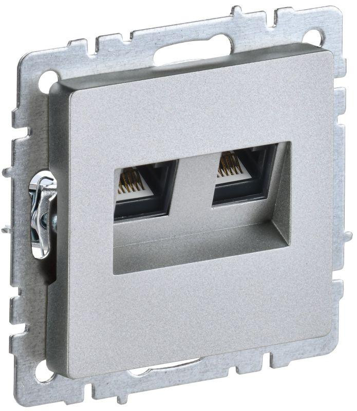 Розетка компьютерная двойн. СП RJ45 кат.5E BRITE РК10-2-БрА механизм алюм. IEK BR-K20-1-K47