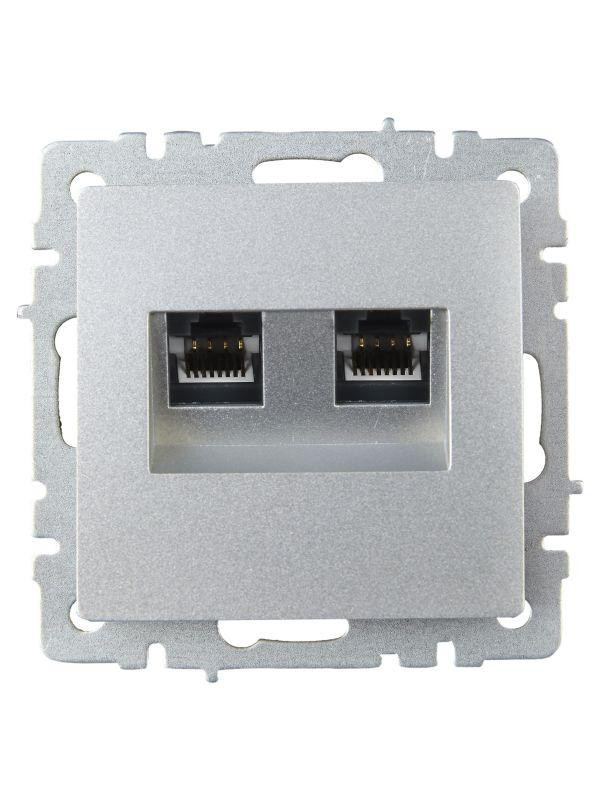 Розетка компьютерная двойн. СП RJ45 кат.5E BRITE РК10-2-БрА механизм алюм. IEK BR-K20-1-K47
