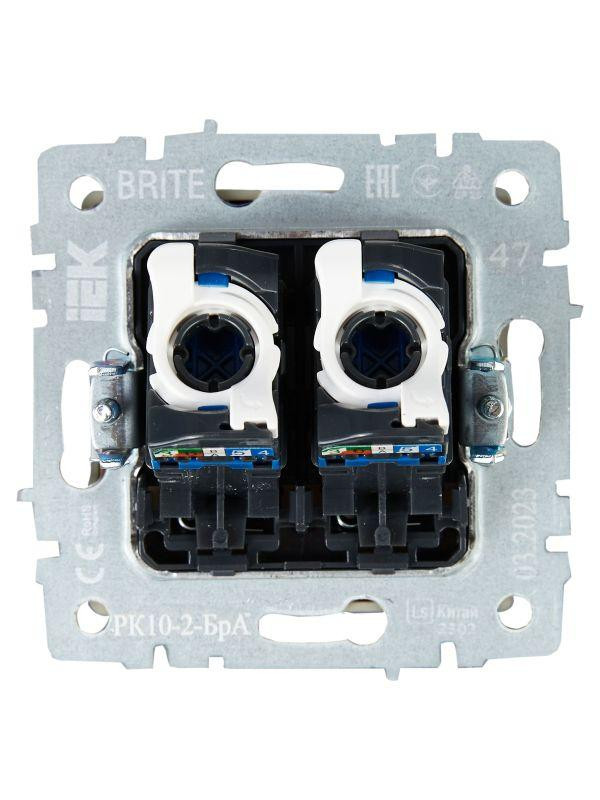 Розетка компьютерная двойн. СП RJ45 кат.5E BRITE РК10-2-БрА механизм алюм. IEK BR-K20-1-K47