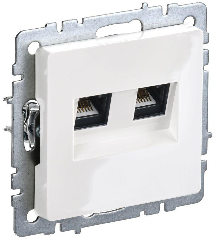 Розетка компьютерная двойн. СП RJ45 кат.5E BRITE РК10-2-БрБ механизм бел. IEK BR-K20-1-K01
