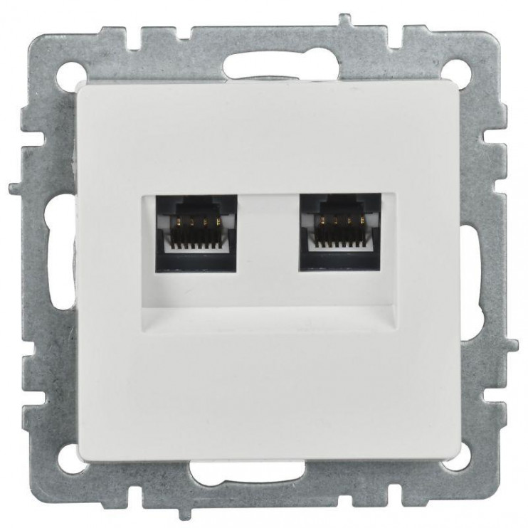 Розетка компьютерная двойн. СП RJ45 кат.5E BRITE РК10-2-БрБ механизм бел. IEK BR-K20-1-K01