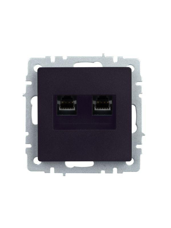 Розетка компьютерная двойн. СП RJ45 кат.5E BRITE РК10-2-БрЧ механизм черн. IEK BR-K20-1-K02