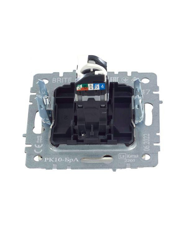 Розетка компьютерная СП RJ45 кат.5E BRITE РК10-БрА механизм алюм. IEK BR-K10-1-K47