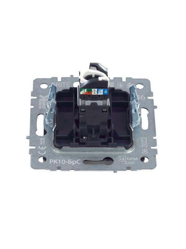 Розетка компьютерная СП RJ45 кат.5E BRITE РК10-БрС механизм сталь IEK BR-K10-1-K46