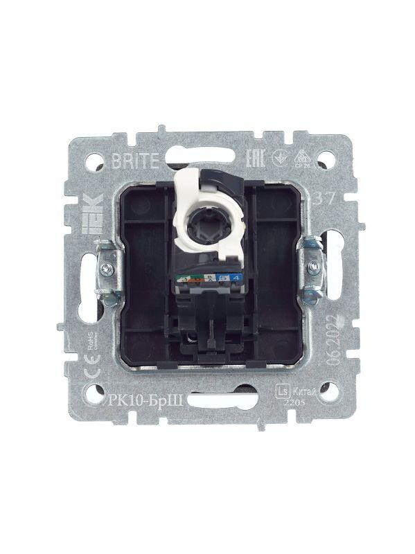Розетка компьютерная СП RJ45 кат.5E BRITE РК10-БрШ механизм шампань IEK BR-K10-1-K37