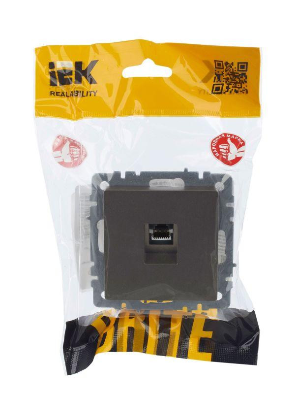 Розетка компьютерная СП RJ45 кат.5E BRITE РК10-БрШ механизм шампань IEK BR-K10-1-K37