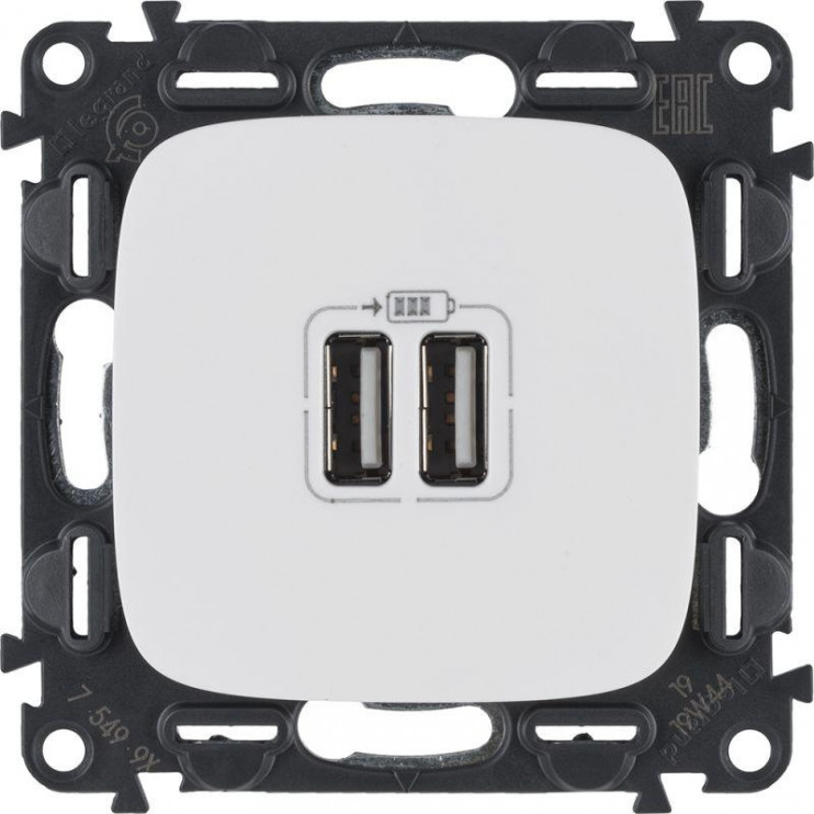 Устройство зарядное Valena Allure с 2-мя USB-разъемами 240В/5В 1500мА с лиц. панелью бел. Leg 754995