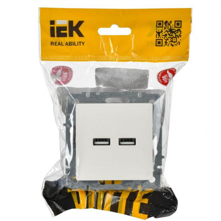 Розетка BRITE USB A+A 3.1А РЮ10-1-БрБ механизм бел. IEK BR-U21-D31-K01