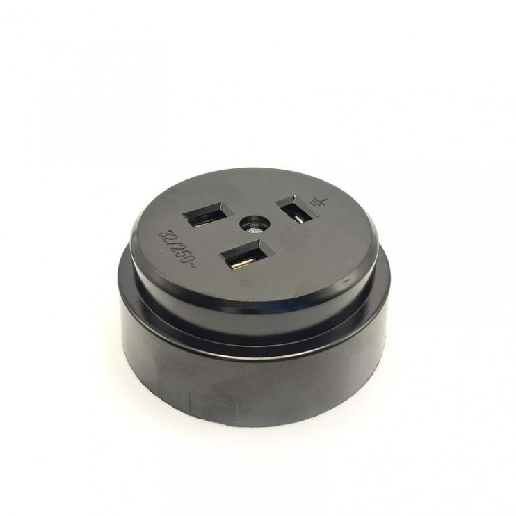 Разъем РШ-ВШ ОП 32А 250В 2P+PE кругл. черн. TOKOV ELECTRIC TKL-OVOP-2P+PE-C05