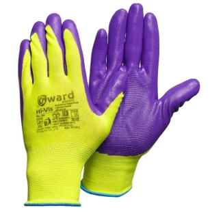 Перчатки Hi-Vis GWARD нейлоновые с нитриловым покрытием 9 L