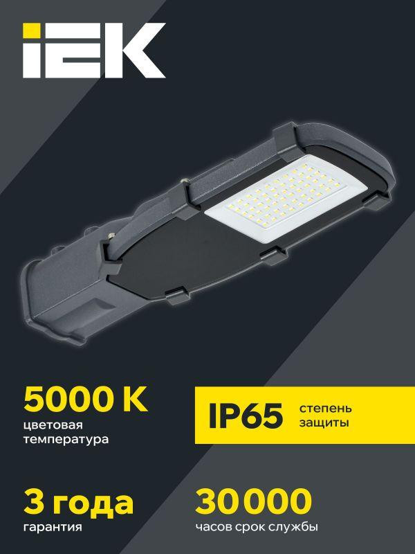 Светильник светодиодный ДКУ 1002-30Д 5000К IP65 уличный консольный сер. IEK LDKU0-1002-030-5000-K03