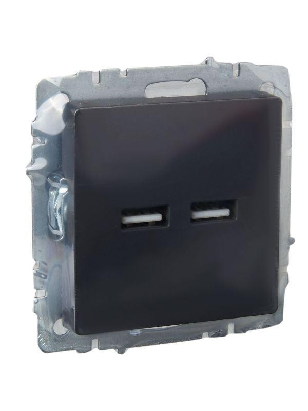 Розетка BRITE USB A+A 3.1А РЮ10-1-БрГ механизм графит IEK BR-U21-D31-K53