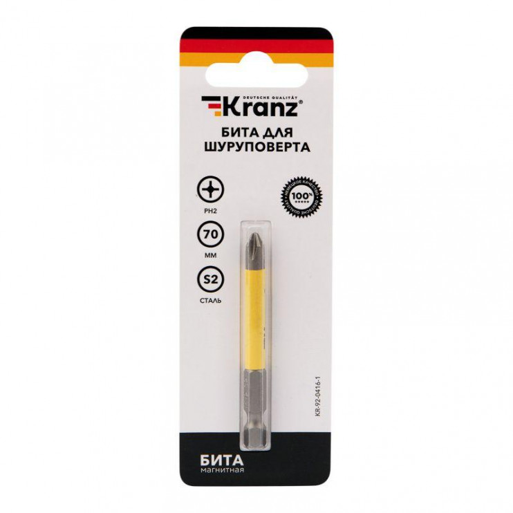 Бита для шуруповерта PH2х70мм (уп.1шт) Kranz KR-92-0416-1
