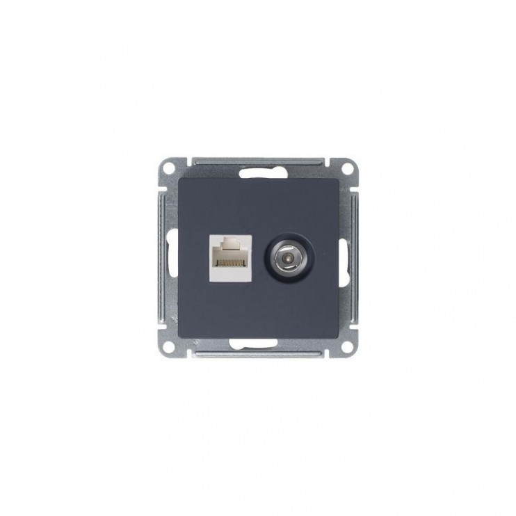 Розетка компьютерная + телевизионная 2-м AtlasDesign RJ45 кат.5E + TV механизм грифель SE ATN000789