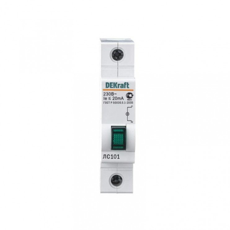 Лампа сигнальная ЛС-101 на DIN-рейку 1p зел. LED DEKraft 18004DEK